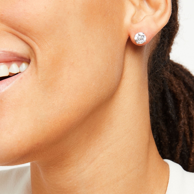 Main Image 2 of KAY Lab-Grown Diamonds Solitaire Stud Earrings 4 ct tw 14K White Gold (F/SI2)