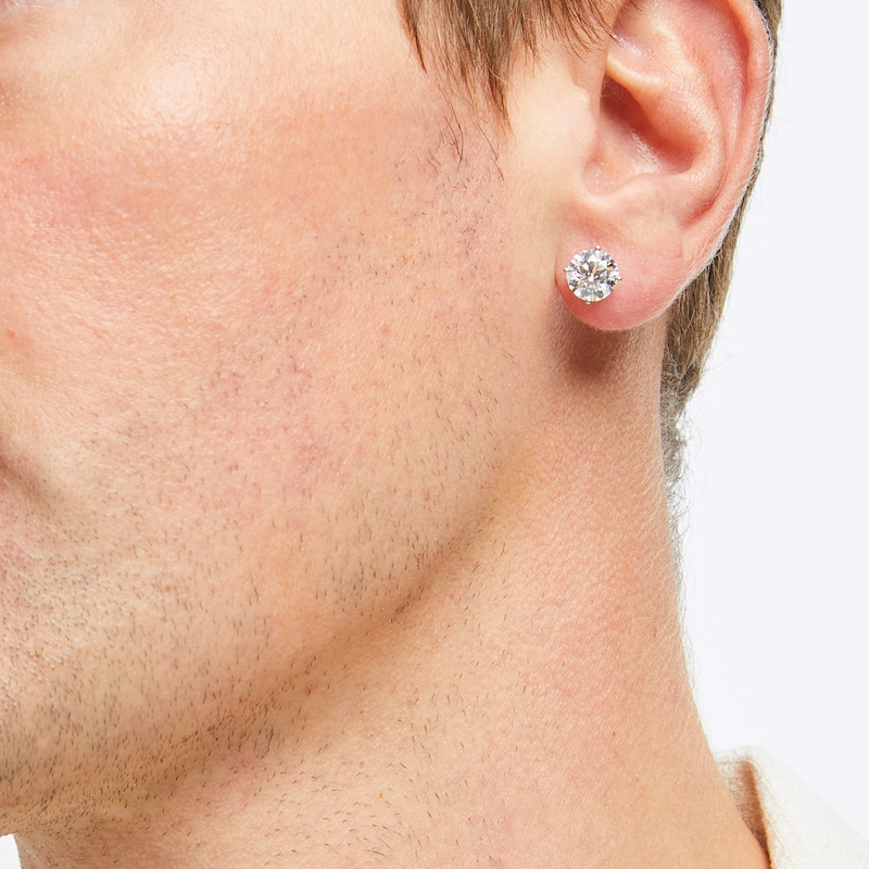 Main Image 5 of KAY Lab-Grown Diamonds Solitaire Stud Earrings 4 ct tw 14K White Gold (F/SI2)