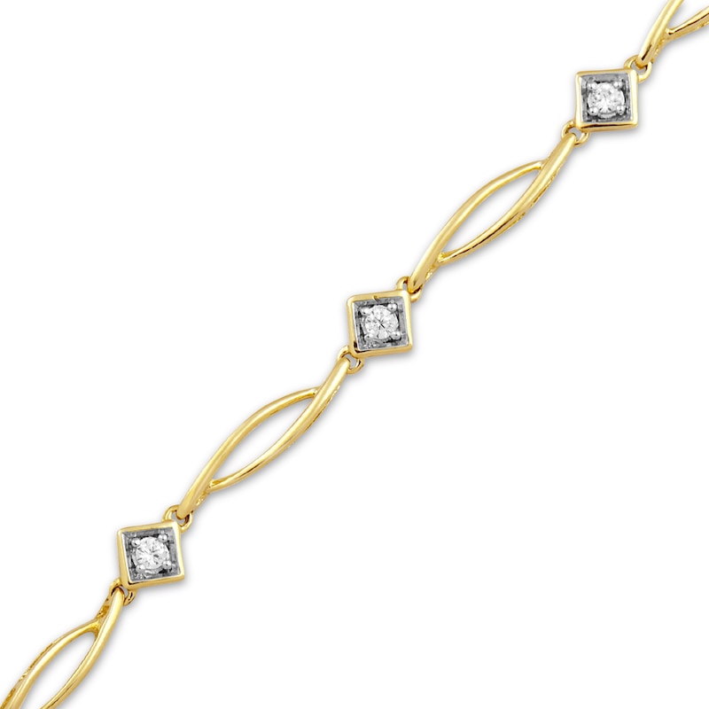 Main Image 2 of Diamond Link Bracelet 1/4 ct tw 10K Yellow Gold 7.5”