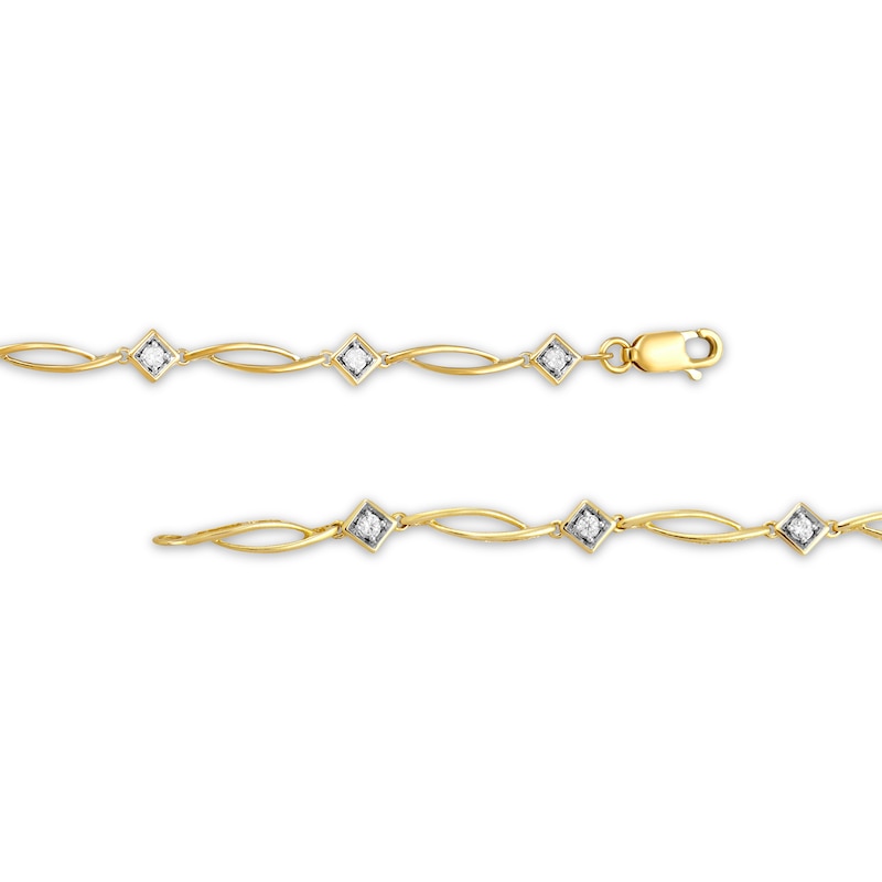 Main Image 3 of Diamond Link Bracelet 1/4 ct tw 10K Yellow Gold 7.5”