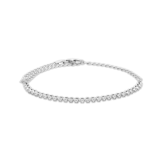 Kay Diamond Accent Adjustable Line Tennis Bracelet Sterling Silver 9"