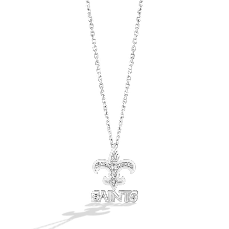 True Fans New Orleans Saints 1/10 CT. T.W. Diamond Logo Necklace in Sterling Silver