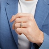 Thumbnail Image 4 of Now + Forever Men’s Square Cut Black & Round-Cut White Diamond Wedding Band 5/8 ct tw 10K Yellow Gold