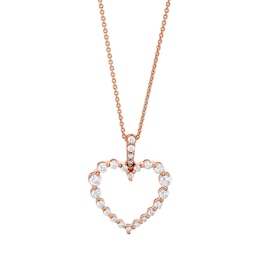 KAY Lab-Grown Diamonds Round-Cut Heart Necklace 1/2 ct tw 10K Rose Gold 18”