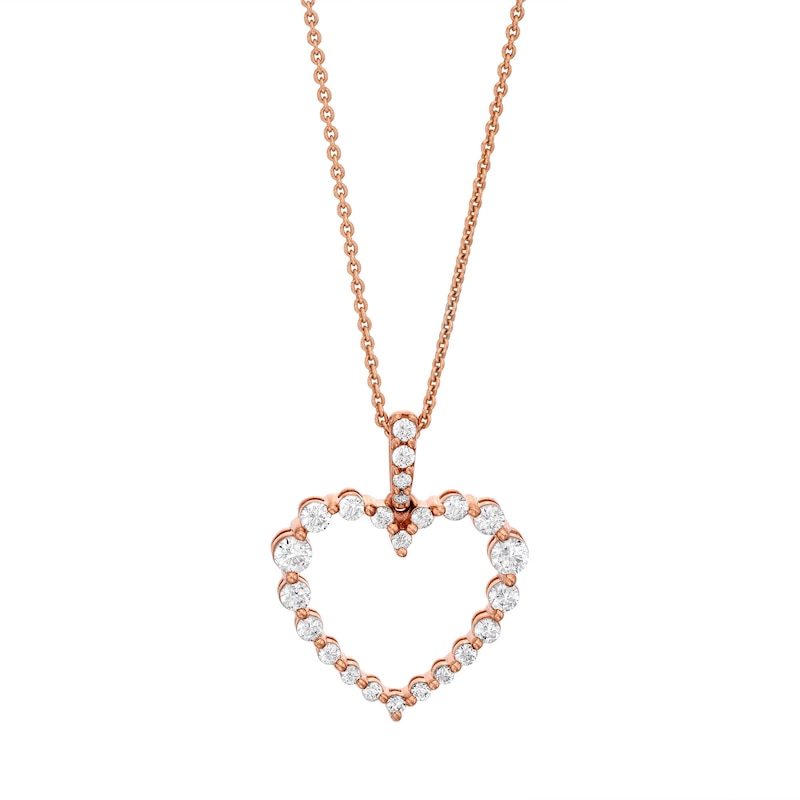Main Image 1 of KAY Lab-Grown Diamonds Round-Cut Heart Necklace 1/2 ct tw 10K Rose Gold 18”