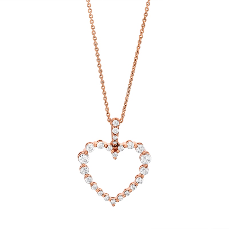 Lab-Created Diamonds by KAY Round-Cut Heart Necklace 1/2 ct tw 10K Rose Gold 18”