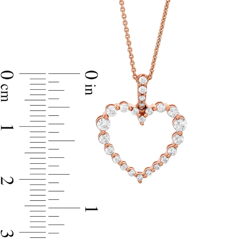 Lab-Created Diamonds by KAY Round-Cut Heart Necklace 1/2 ct tw 10K Rose Gold 18”