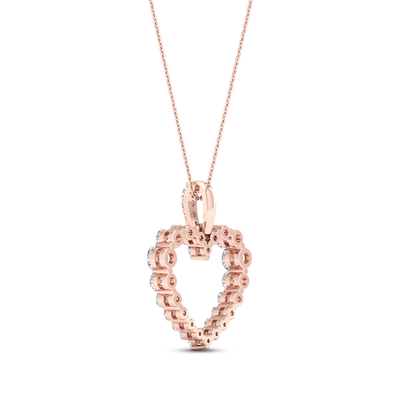 Main Image 3 of KAY Lab-Grown Diamonds Round-Cut Heart Necklace 1/2 ct tw 10K Rose Gold 18”