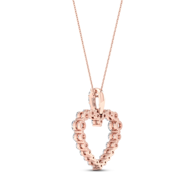 Lab-Created Diamonds by KAY Round-Cut Heart Necklace 1/2 ct tw 10K Rose Gold 18”