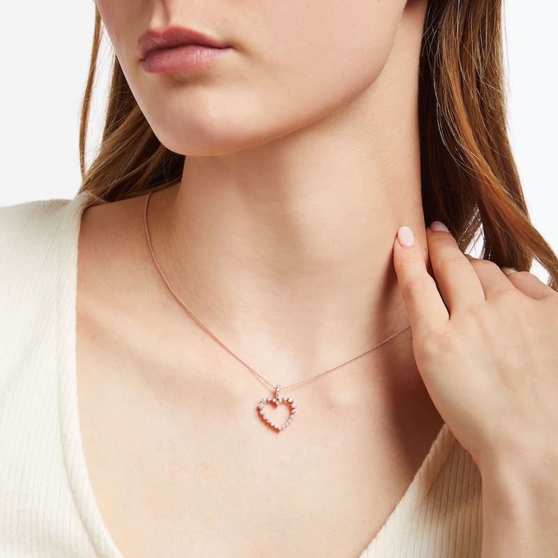 Main Image 4 of KAY Lab-Grown Diamonds Round-Cut Heart Necklace 1/2 ct tw 10K Rose Gold 18”