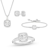 Cushion & Round-Cut White Lab-Created Sapphire Gift Set Sterling Silver