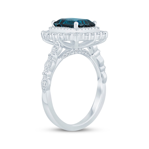 Thumbnail Image 2 of Emerald-Cut London Blue Topaz & Diamond Engagement Ring 7/8 ct tw 14K White Gold