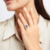 Thumbnail Image 4 of Now + Forever Emerald-Cut London Blue Topaz & Round-Cut Diamond Engagement Ring 7/8 ct tw 14K White Gold