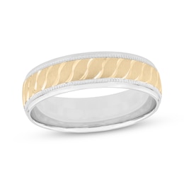 Now + Forever Men's Wave Design Wedding Band 10K Yellow Gold 6mm