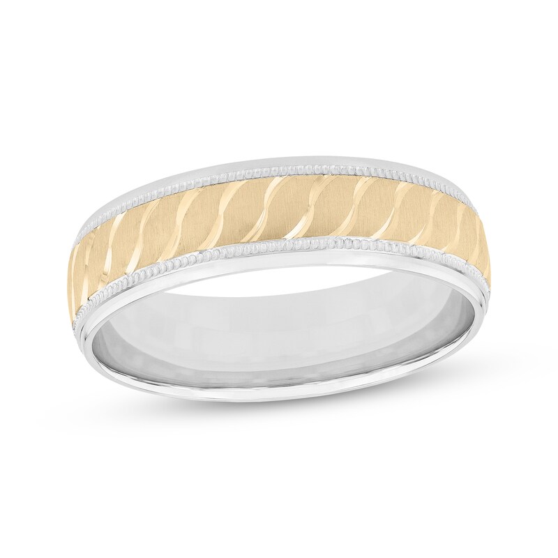 Men's Wave Design Wedding Band 10K Yellow Gold