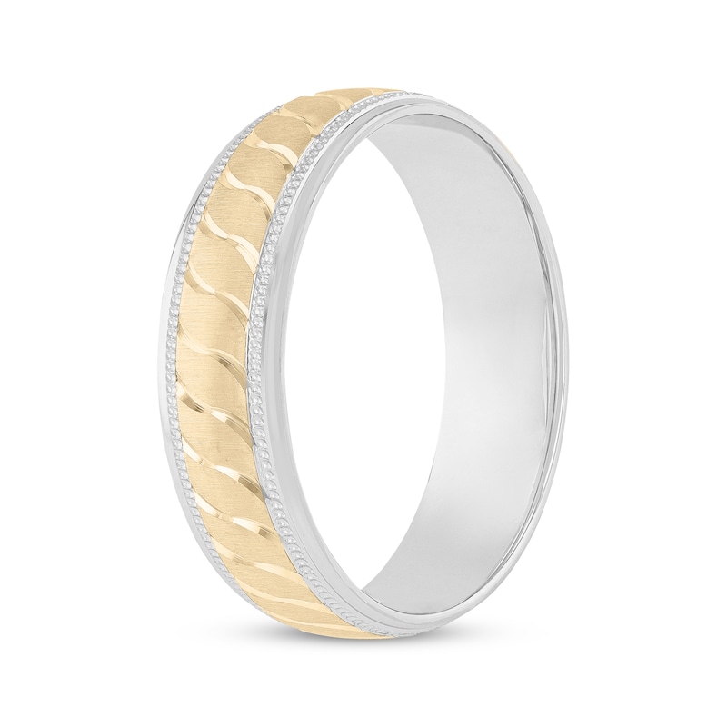 Main Image 2 of Now + Forever Men's Wave Design Wedding Band 10K Yellow Gold