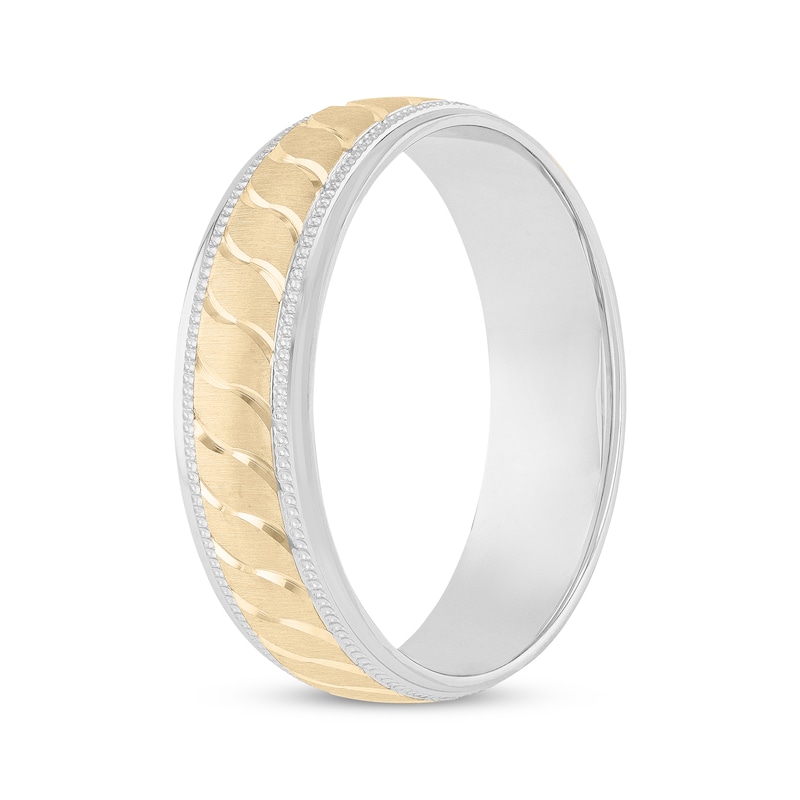 Men's Wave Design Wedding Band 10K Yellow Gold