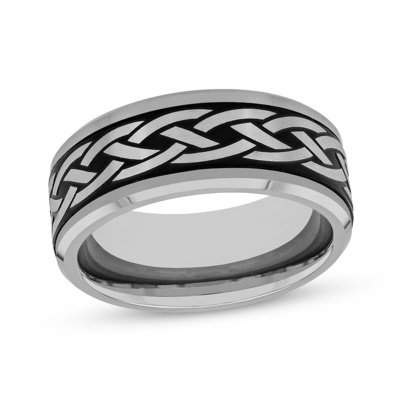 Main Image 1 of Now + Forever Men's Celtic Knot Wedding Band Tungsten & Black Ion Plate