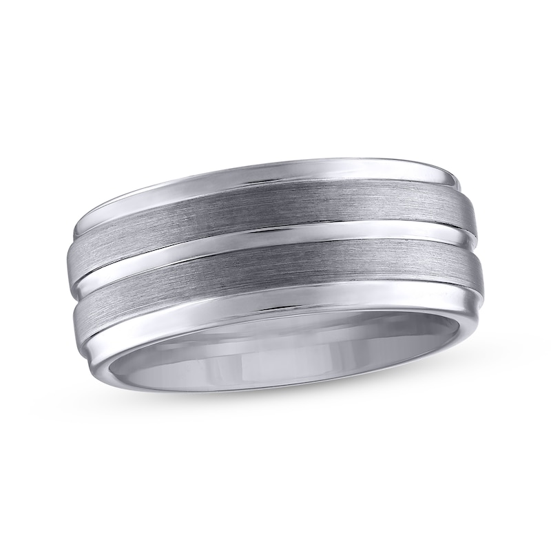 Main Image 1 of Now + Forever Men's Brushed Texture Stripe Wedding Band Tungsten