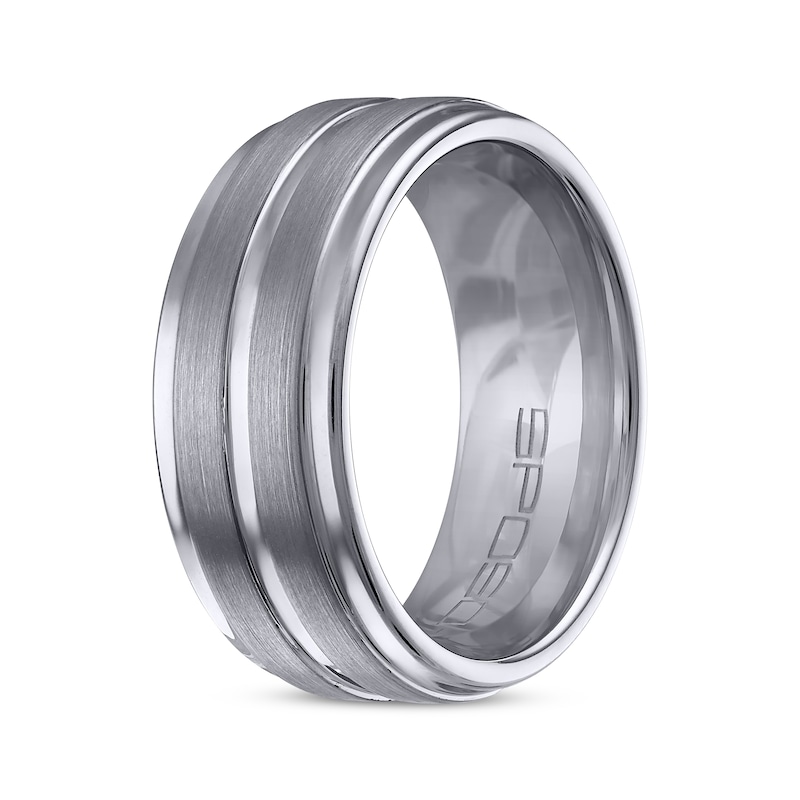 Main Image 2 of Now + Forever Men's Brushed Texture Stripe Wedding Band Tungsten