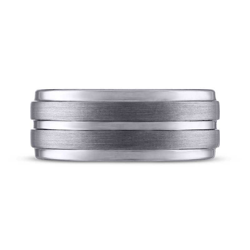 Main Image 3 of Now + Forever Men's Brushed Texture Stripe Wedding Band Tungsten