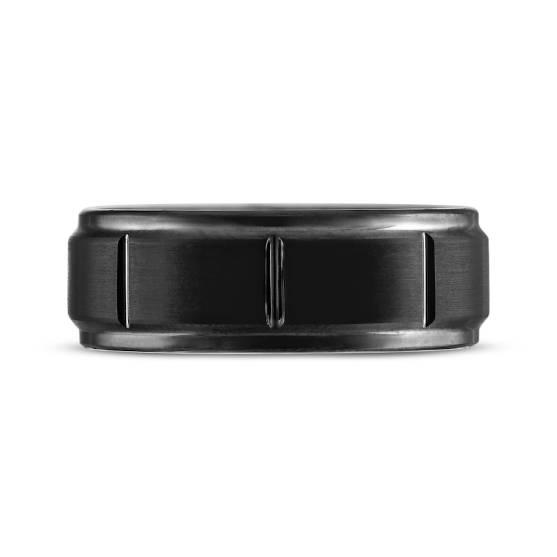 Main Image 3 of Now + Forever Men's Brushed Rectangle Wedding Band Black Ion-Plated Tungsten