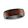 Men's Wedding Band Black Ion-Plated Tungsten Carbide & Wood Inlay