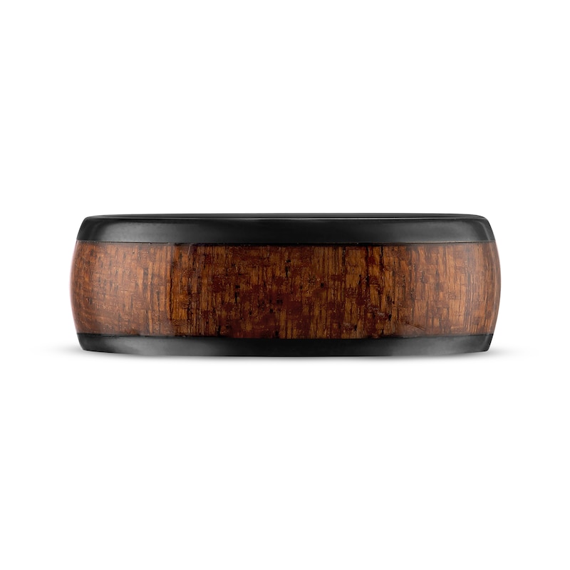 Main Image 3 of Now + Forever Men's Wedding Band Black Ion-Plated Tungsten Carbide & Wood Inlay