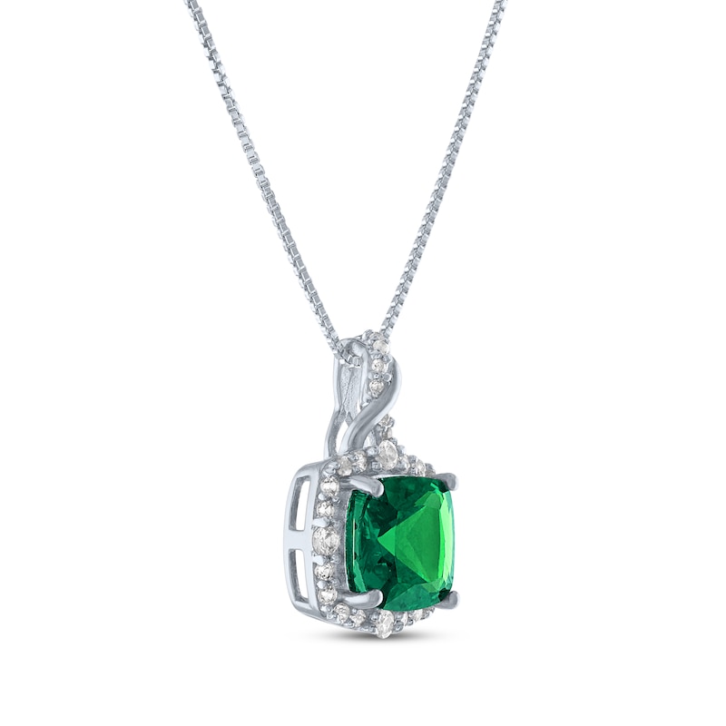 Cushion-Cut Lab-Created Emerald & White Lab-Created Sapphire Twist ...