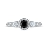 Thumbnail Image 3 of Now + Forever Round-Cut Black & White Diamond Three-Stone Halo Engagement Ring 1 ct tw 14K White Gold