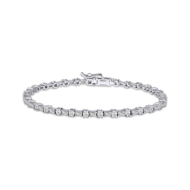 Lab-Created Diamonds by KAY Baguette & Round-Cut Bracelet 3 ct tw 14K White Gold 7.25"