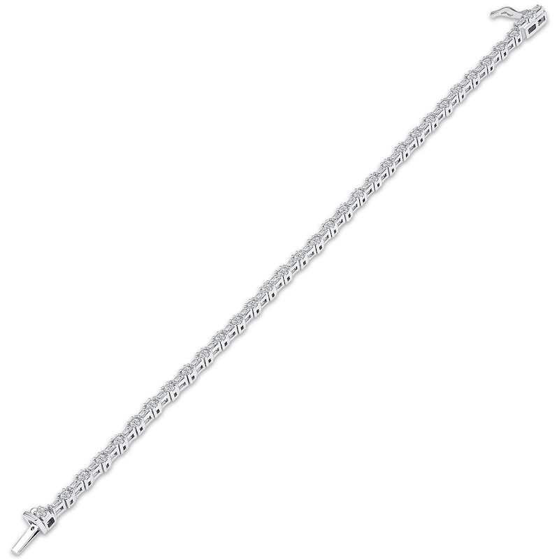 Lab-Created Diamonds by KAY Baguette & Round-Cut Bracelet 3 ct tw 14K White Gold 7.25"