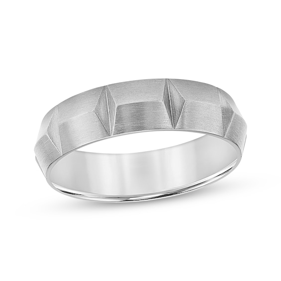 Men's Angled Brushed Wedding Band Titanium 6mm