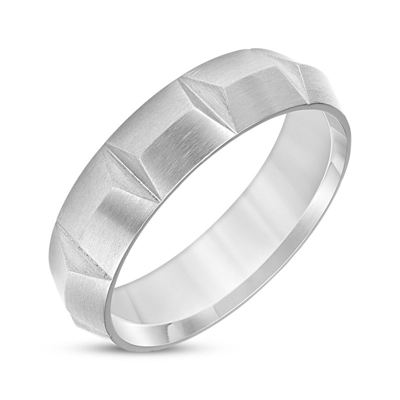 Main Image 2 of Now + Forever Men's Angled Brushed Wedding Band Titanium 6mm