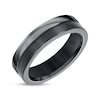 Thumbnail Image 1 of Men's Flat Square-Edged Wedding Band Black Titanium 6mm