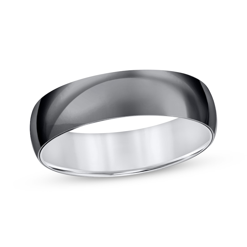 Men's Polished Wedding Band Black Titanium 6mm