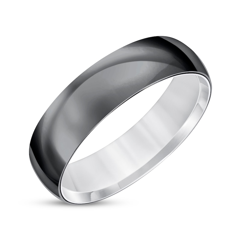 Men's Polished Wedding Band Black Titanium 6mm