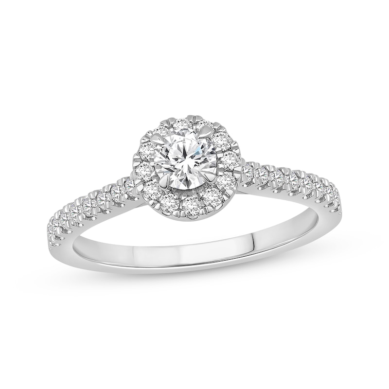 Main Image 1 of Now + Forever Round-Cut Diamond Halo Engagement Ring 3/4 ct tw 14K White Gold
