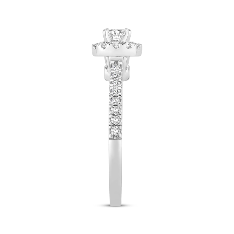 Main Image 2 of Now + Forever Round-Cut Diamond Halo Engagement Ring 3/4 ct tw 14K White Gold