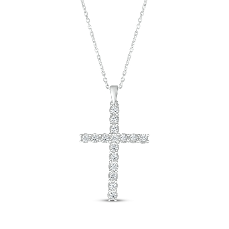 Main Image 1 of Diamond Cross Necklace 1/2 ct tw 10K White Gold 18&quot;