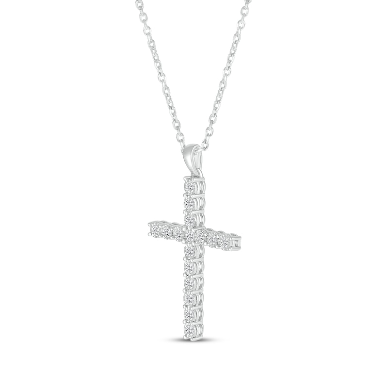 Diamond Cross Necklace 1/2 ct tw 10K White Gold 18"