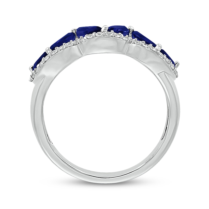 Main Image 2 of Marquise-Cut Blue Lab-Created Sapphire & White Lab-Created Sapphire Ring Sterling Silver