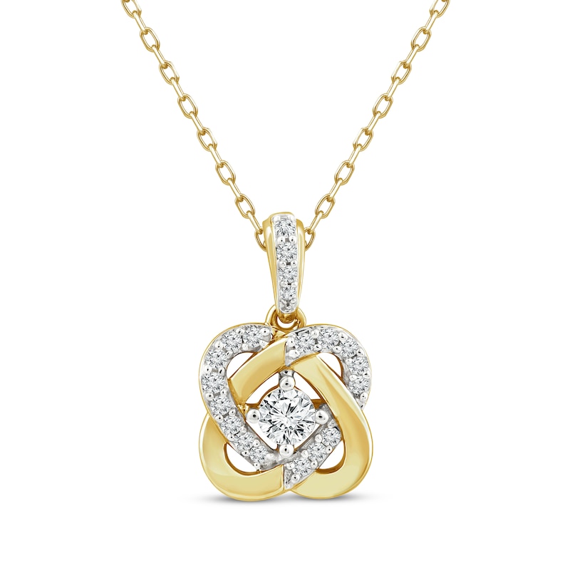 Main Image 1 of Center of Me Diamond Necklace 1/4 ct tw 10K Yellow Gold 18&quot;