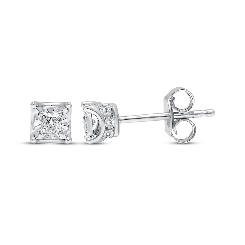 Main Image 1 of Princess-Cut Diamond Stud Earrings 1/3 ct tw Sterling Silver (J/I3)
