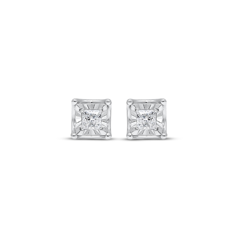 Main Image 2 of Princess-Cut Diamond Stud Earrings 1/3 ct tw Sterling Silver (J/I3)