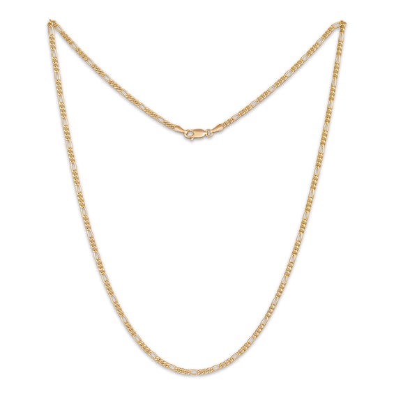 Hollow Figaro Chain Necklace 14K Yellow Gold 18"