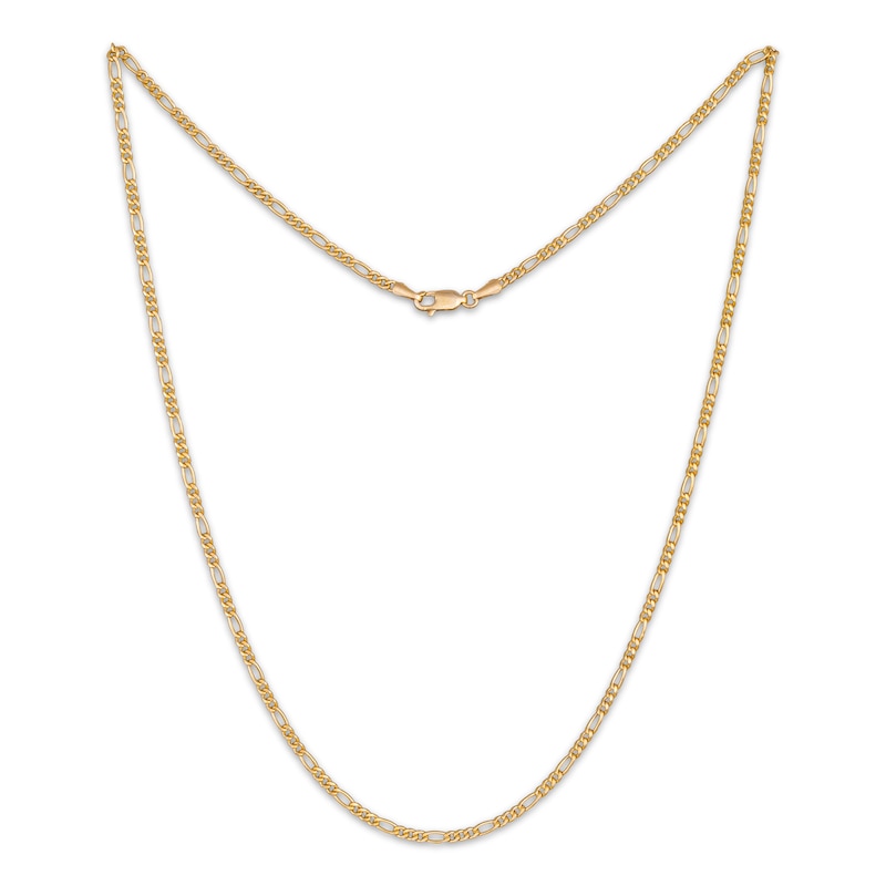 Main Image 1 of 3.5mm Figaro Chain Necklace Hollow 14K Yellow Gold 18&quot;