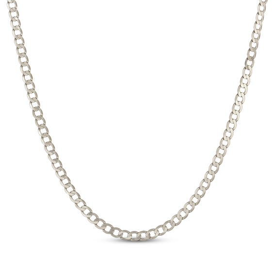 Curb Chain Necklace 5mm Solid 10K White Gold 22"