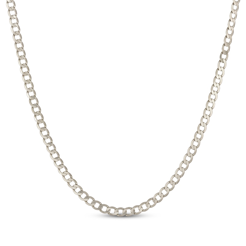 Main Image 1 of Curb Chain Necklace 5mm Solid 10K White Gold 22&quot;