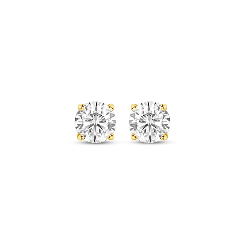 Main Image 2 of Certified Round-Cut Diamond Solitaire Stud Earrings 1/2 ct tw 14K Yellow Gold (I/I1)